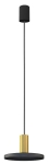 Czarna lampa wisząca z płaskim kloszem i mosiężnym dodatkiem Nowodvorski 8100 Hermanos GU10 20cm