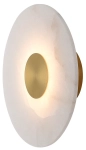 Marmurowy kinkiet z okrągłą tarczą i złotymi matowymi dodatkami Yaskr WL0114 Dalinia LED 8W 3000K 25cm
