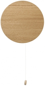 Dębowa okrągła lampa ścienna kinkiet płaski z włącznikiem sznurkowym Nowodvorski 9377 Minimal I G9