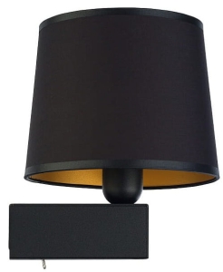 Lampa ścienna kinkiet z czarno złotym abażurem i włącznikiem Nowodvorski 8197 Chillin E27