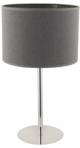 Prosta chromowana lampa stołowa z szarym okrągłym abażurem Nowodvorski 9301 Hotel I E27 43cm x 23cm