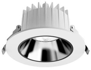 Biała lampa podtynkowa z chromowanym wnętrzem i ramką Nowodvorski 8772 CL Kea LED 20W 1150LM 4000K IP44 CRI90 65stopni 12,1cm x 6,2cm