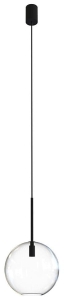 Lampa wisząca z małym okrągłym szklanym kloszem na czarnym kablu  Nowodvorski 7848 Sphere M E27 20cm x 130cm
