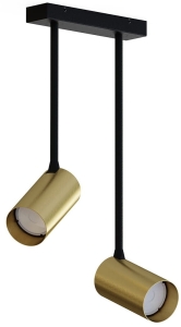 Czarna lampa sufitowa z dwoma mosiężnymi reflektorami Nowodvorski 7733 Mono Long II 2xGU10