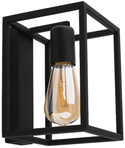 Czarna loftowa lampa ścienna kinkiet z metalową foremną ramą Nowodvorski 9046 Crate I E27