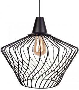 Czarna lampa wisząca z metalowym dekoracyjnie skręconym kloszem Nowodvorski 8858 Wave S E27 38cm x 130cm