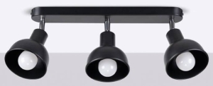 Czarna lampa sufitowa listwa 40cm z trzema regulowanymi kloszami Sollux Lighting SL.1318 Elba 3xE27