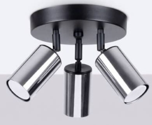 Lampa sufitowa trzy chromowane tubki na okrągłej podstawie Sollux Lighting SL.1369 Winx 3xGU10