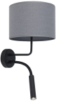 Lampa ścienna z szarym abażurem i dodatkowym czarnym reflektorem Nowodvorski 9071 Hotel Plus E27 i G9