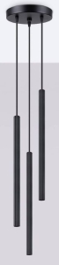 Czarna lampa wisząca trzy smukłe walce Sollux Lighting SL.1341 Arche 3xG9