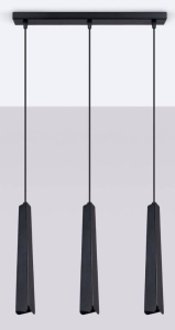 Czarna lampa wisząca listwa 45cm z trzema tubularnymi kloszami nad stół Sollux Lighting SL.1402 Prysm 3xG9