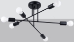 Czarna metalowa lampa sufitowa z podłużnymi poprzecznymi ramionami Sollux Lighting SL.1453 Norah 6xE27 65cm