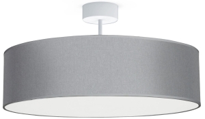 Szary okrągły materiałowy plafon na chromowanej nóżce do salonu Nowodvorski 7960 Violet 3xE27 50cm x 28,5cm