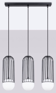 Czarna lampa wisząca z trzema białymi kulami na listwie 50cm Sollux Lighting SL.1334 Brina 3xG9