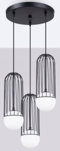 Czarna lampa wisząca z trzema białymi kulami Sollux Lighting SL.1336 Brina 3xG9 34cm