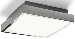 Chromowany kwadratowy plafon łazienkowy lampa sufitowa Nowodvorski 9500 Bassa LED 18W 850LM 4000K IP44 120stopni 24,5cm x 8cm