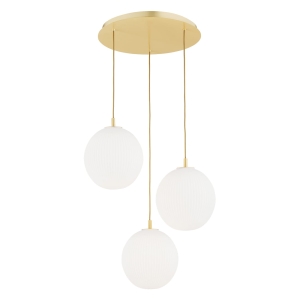Mosiężna lampa wisząca z trzema kloszami kulami Argon 6306 Paloma 3xE27 55cm