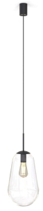 Lampa wisząca z szklanym kloszem na czarnym kablu Nowodvorski 7798 Pear M E27 22cm x 188cm