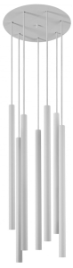 Biała lampa wisząca długie walce na okrągłej podsufitce Nowodvorski 8918 Laser VII 7xG9 30cm x 130cm