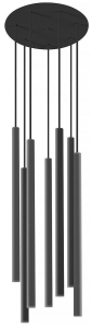 Czarna lampa wisząca długie walce na okrągłej podsufitce Nowodvorski 8920 Laser VII 7xG9 30cm x 130cm