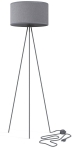 Lampa nowoczesna podłogowa szary abażur na czarnym trójnogu Nowodvorski 7992 Cadilac I E27 156cm x 50cm