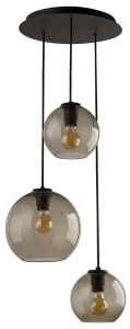Lampa wisząca trzy szklane dymne klosze kule na czarnym zawiesiu i okrągłej rozecie Nowodvorski 7641 Vetro III 3xE27 40cm x 100cm