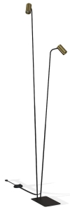 Wysoka lampa podłogowa z mosiężnymi reflektorami na dwóch czarnych nogach Nowodvorski 7712 Mono 2xGU10 216cm