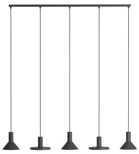 Czarna lampa wisząca listwa 132cm z pięcioma kloszami Nowodvorski 10906 Hermanos V 5xGU10