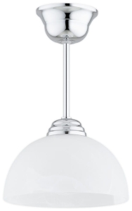 Chromowana lampa sufitowa z alabastrowym szklanym kloszem Lemir O3461 W1 CH Frella E27 19cm