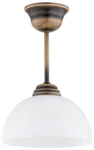 Patynowana lampa sufitowa z alabastrowym szklanym kloszem Lemir O3461 W1 PAT Frella E27 19cm