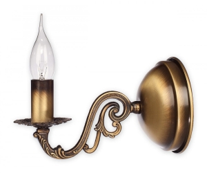 Patynowany klasyczny pojedynczy kinkiet świecznikowy Lemir O2120 K1 PAT Arkadia E14