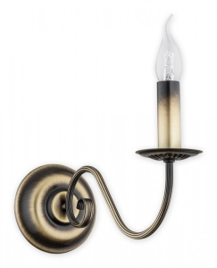 Patynowany klasyczny pojedynczy kinkiet świecznikowy Lemir O2890 K1 PAT Asti E14