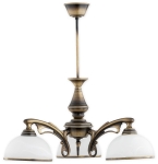 Klasyczny patynowany żyrandol sufitowy z trzema alabstrowymi kloszami Lemir O3163 W3 PAT Hermes 3xE27 60cm