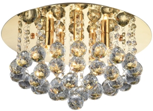 Złoty plafon sufitowy z kryształkami w stylu glamour Azzardo AZ3083 Bolla 5xG9 38cm