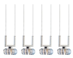 Lampa wisząca z kryształowymi kloszami na srebrnej listwie Azzardo AZ0494 Rubic 4xG9 74cm