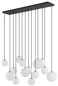 Lampa wisząca szklane białe kule na czarnej podstawie Nowodvorski 11408 Snowball 14xG9
