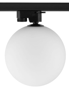 Biała lampa szklana kula na czarny szynoprzewód 1-fazowy Nowodvorski 11298 Snowball G9 16cm