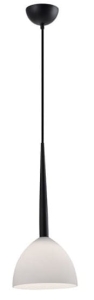 Lampa wisząca biały kopułowy szklany klosz na czarnej lince Azzardo AZ3334 Eliza E27 22cm