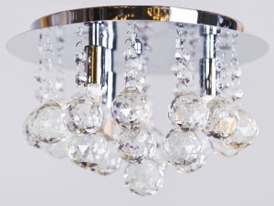 Lampa sufitowa z kryształkami akrylowymi na łańcuszkach na chromowanej tarczy Azzardo AZ1285 Bolla 3xG9