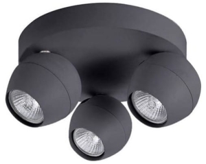 Szara lampa sufitowa punktowa z trzema okrągłymi reflektorami Azzardo AZ1255 Pera 3xGU10