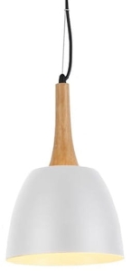 Lampa wisząca z kopułowym białym kloszem i brązowym dodatkiem Azzardo AZ1333 Prato E27 22cm