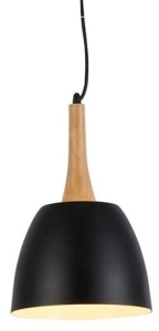 Lampa wisząca z kopułowym czarnym kloszem i brązowym dodatkiem Azzardo AZ1332 Prato E27 22cm