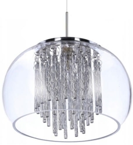 Lampa wisząca z szklanym kloszem pączkiem i kryształkami Azzardo AZ3081 Rego G9 22cm