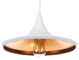 Biało złota lampa wisząca klosz stożek z spłaszczoną podstawą Azzardo AZ1342 Chink E27 36cm