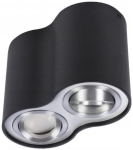 Czarno aluminiowa podwójna tuba spot z regulowanymi punktowymi żarówkami Azzardo AZ0782 Bross 2xGU10