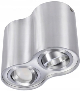 Aluminiowa podwójna tuba spot z regulowanymi punktowymi żarówkami Azzardo AZ0783 Bross 2xGU10