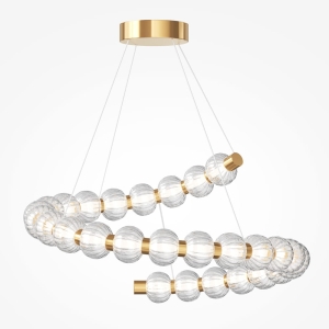 Spiralna designerska ledowa lampa wisząca z akrylowymi kulami i złotem Maytoni MOD555PL-L35G3K Amulet 40W 3000K 80cm