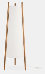 Lampa podłogowa z białym abażurem na trójnogu Leds C4 25-8106-14-14 Woody E27 132cm