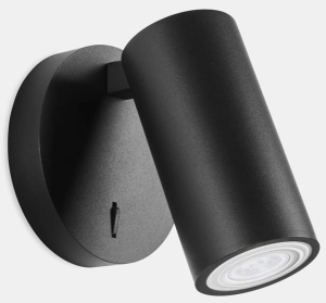 Czarny kinkiet tubka z włącznikiem Leds C4 05-7982-05-05 Simply GU10