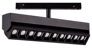 Czarny regulowany podłużny reflektor diodowy na szynoprzewód magnetyczny Alfa Azzardo AZ4844 Sonya LED 20W 3000-6000K 28cm 60stopni Bluetooth